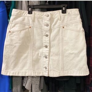 ABERCROMBIE white denim button up skirt